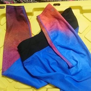 Athleta Blue red orange fade tights